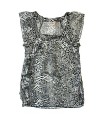 animal printed sheer top