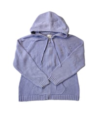 purple blue zip up knit