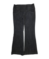 double button flare denim
