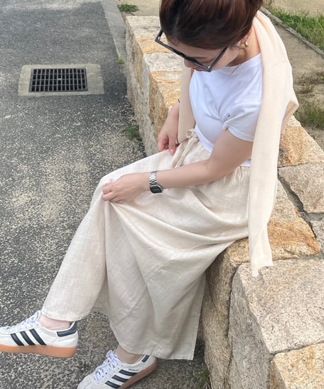 リネンブレンドイージーロングスカート