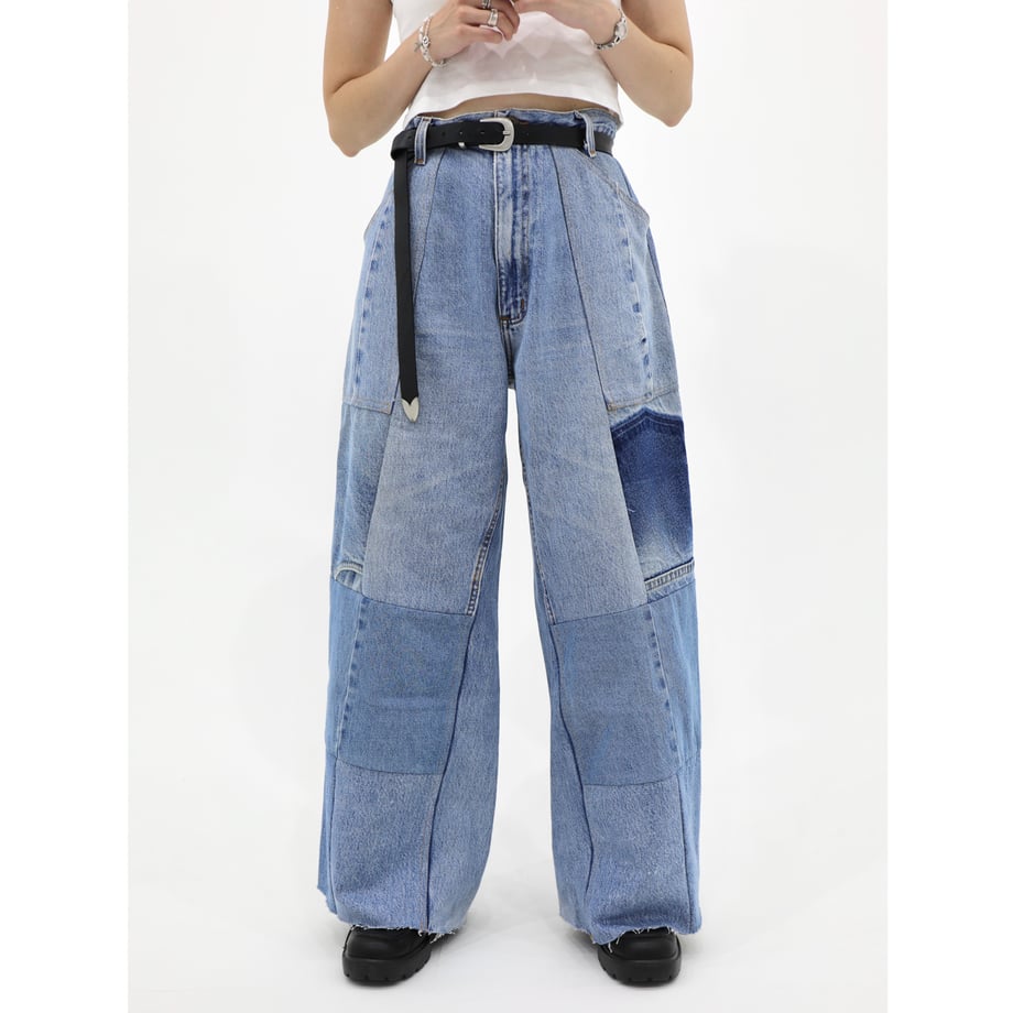 Yùsui Studios MICHEL Brick-Patchwork Remake Jeans, W36