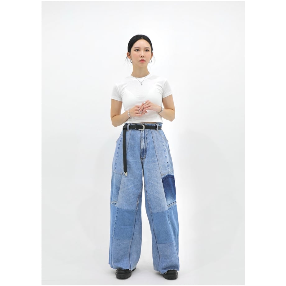 Yùsui Studios MICHEL Brick-Patchwork Remake Jeans, W34