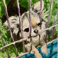 犬のタロット原画『NINE OF WANDS ワンドの9』