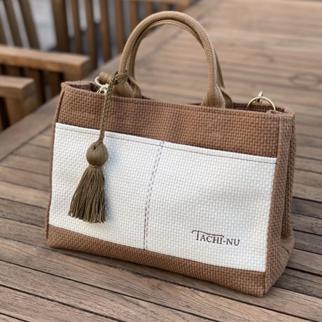 再販！TASSELトートバッグ両面Sサイズ CAMEL ※ストラップ&タッセルチャーム付き