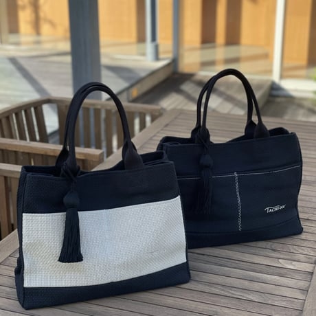TASSELトートバッグ両面Lサイズ ブラック×グレージュ