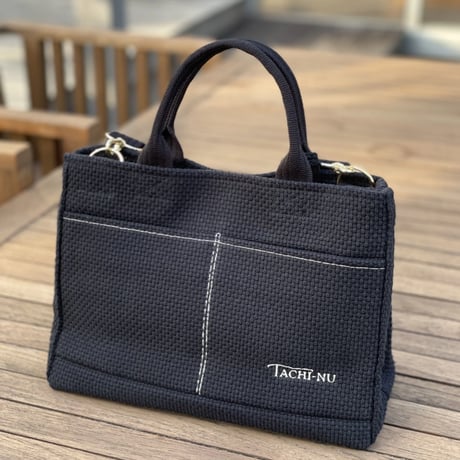 TASSELトートバッグ両面Sサイズ BLACK ※ストラップ&タッセルチャーム付き