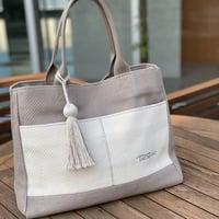 TASSELトートバッグ両面Lサイズ グレージュ