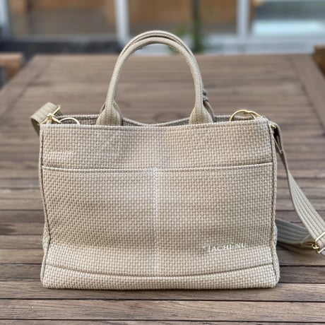 TASSELトートバッグ両面Sサイズ new  BEIGE ※ストラップ&タッセルチャーム付き