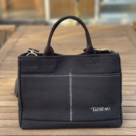 TASSELトートバッグ両面Sサイズ BLACK ※ストラップ&タッセルチャーム付き
