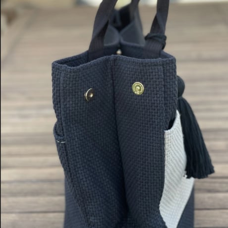 TASSELトートバッグ両面Lサイズ ブラック×グレージュ