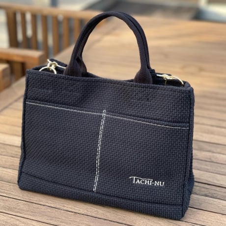 TASSELトートバッグ両面Sサイズ BLACK×GREIGE ※ショルダーストラップ&タッセルチャーム付き