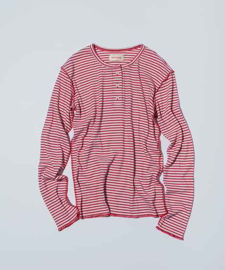 MEYAME / BORDER SOFT RIB HENRY NECK (2 COLORS)