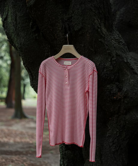 MEYAME / BORDER SOFT RIB HENRY NECK (2 COLORS)