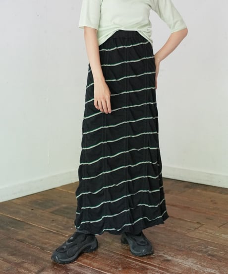 MEYAME / TUCKED JACQUARD BORDER SKIRT (2 COLORS)