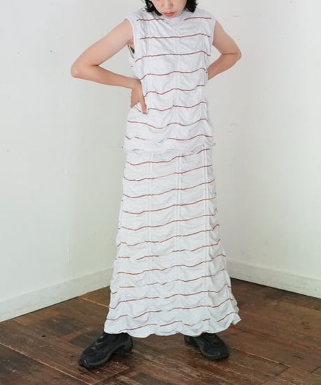 MEYAME / TUCKED JACQUARD BORDER SKIRT (2 COLORS)