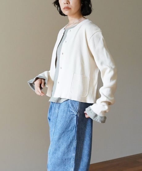 kéngo / recycled cotton rib 2-pockets box cardigan (3 COLORS)