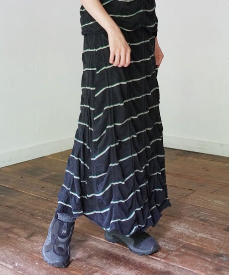 MEYAME / TUCKED JACQUARD BORDER SKIRT (2 COLORS)