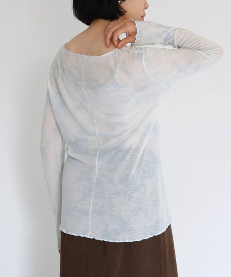kéngo / tencel wool round neck long sleeve top (winter sky marble)