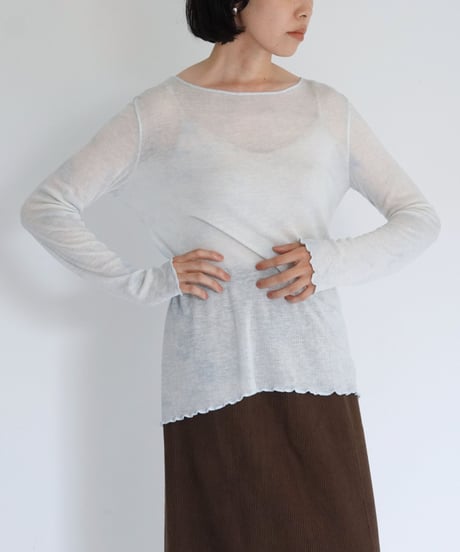 kéngo / tencel wool round neck long sleeve top (winter sky marble)