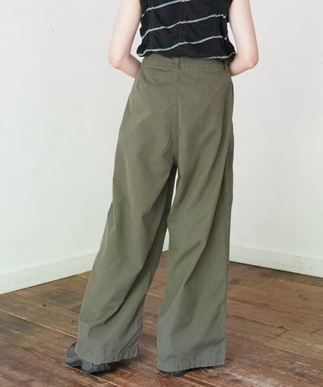 MEYAME / LIGHT RIP STOP SIDE LINE WIDE PANTS - OLIVE