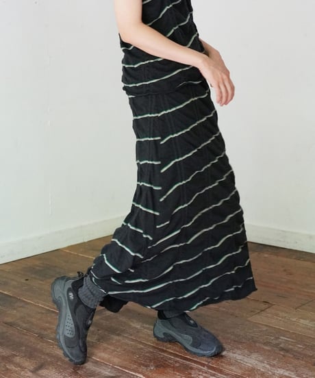 MEYAME / TUCKED JACQUARD BORDER SKIRT (2 COLORS)