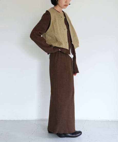 SOMEYA+METHO+puraa / handle button short vest (botanical khaki)