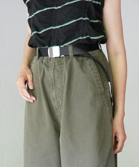 MEYAME / LIGHT RIP STOP SIDE LINE WIDE PANTS - OLIVE
