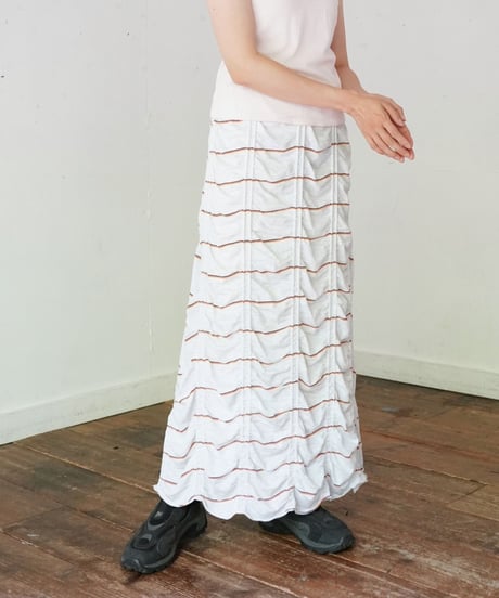 MEYAME / TUCKED JACQUARD BORDER SKIRT (2 COLORS)