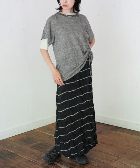MEYAME / TUCKED JACQUARD BORDER SKIRT (2 COLORS)