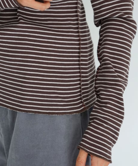 MEYAME / BORDER SOFT RIB HENRY NECK (2 COLORS)