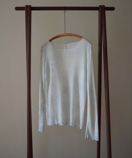 kéngo / tencel wool round neck long sleeve top (winter sky marble)
