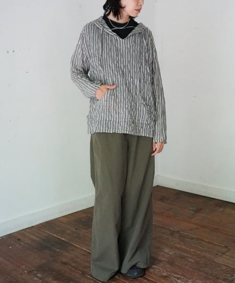MEYAME / LIGHT RIP STOP SIDE LINE WIDE PANTS - OLIVE