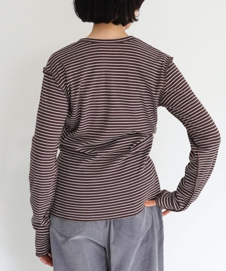MEYAME / BORDER SOFT RIB HENRY NECK (2 COLORS)