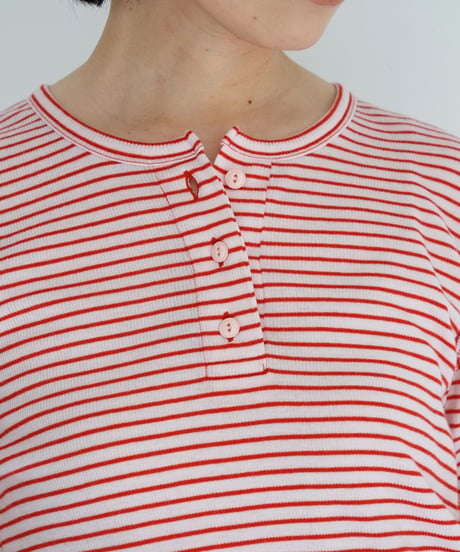 MEYAME / BORDER SOFT RIB HENRY NECK (2 COLORS)