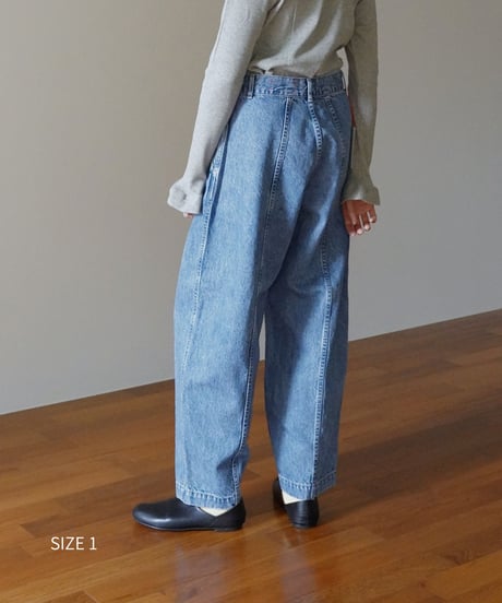 MEYAME / DENIM WIDE TUCK PANTS (2 SIZE)