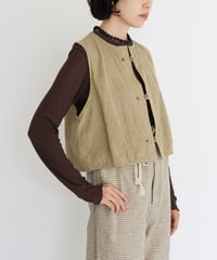 SOMEYA+METHO+puraa / handle button short vest (botanical khaki)