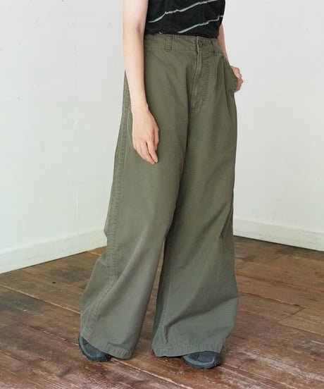 MEYAME / LIGHT RIP STOP SIDE LINE WIDE PANTS - OLIVE