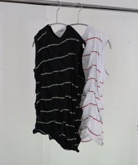 MEYAME / TUCKED JACQUARD BORDER SLEEVELESS (2 COLORS)