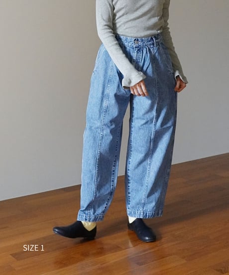 MEYAME / DENIM WIDE TUCK PANTS (2 SIZE)