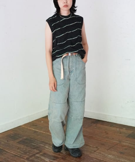 MEYAME / TUCKED JACQUARD BORDER SLEEVELESS (2 COLORS)