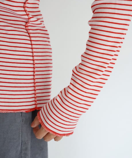 MEYAME / BORDER SOFT RIB HENRY NECK (2 COLORS)