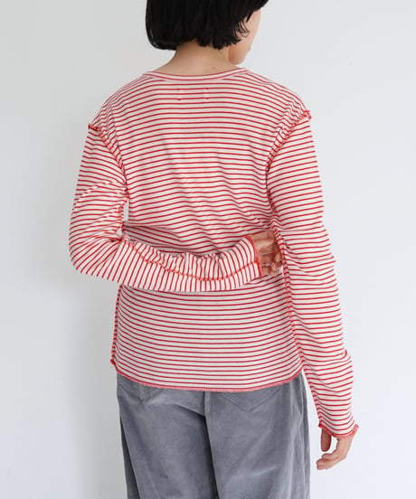 MEYAME / BORDER SOFT RIB HENRY NECK (2 COLORS)