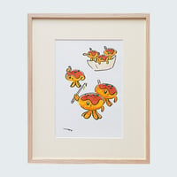 真坂人形 / 真坂 歩『 闘うタコ焼き 』直筆サイン入り原画 - “Fighting Takoyaki” One-of-a-Kind Original Artwork (Signed)
