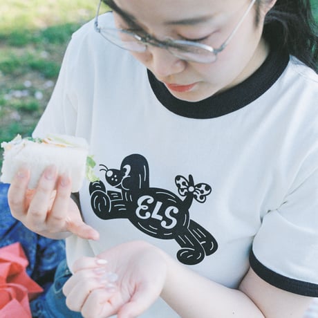 若林 萌 リンガーTシャツ『 Dog logo 』