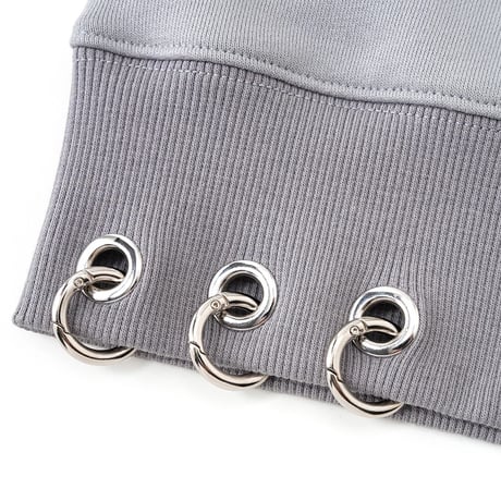 【 Sup Baby 】Multiple Cross Pierced Zip Hoodie Women'S
