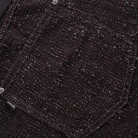 【 SUPPLIER 】Multiple Cross Leather Patch Baggy Denim