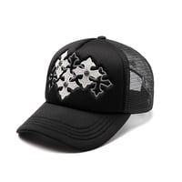 【 SUPPLIER 】Multiple Cross Leather Patch Mesh Cap