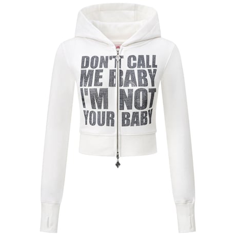 【 Sup Baby 】Not Your Baby Cropped Zip Hoodie