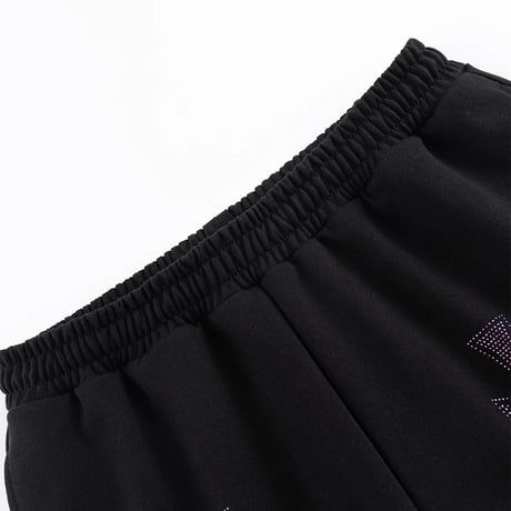 【 Unknown 】Black X Purple Cross Rhinestone Jogger