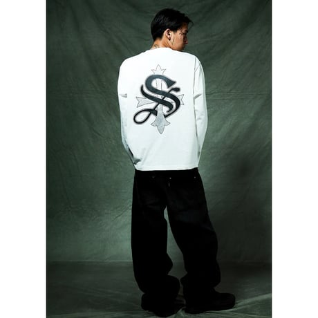 【 SUPPLIER 】Cross Rhinestone Long Sleeve Tee